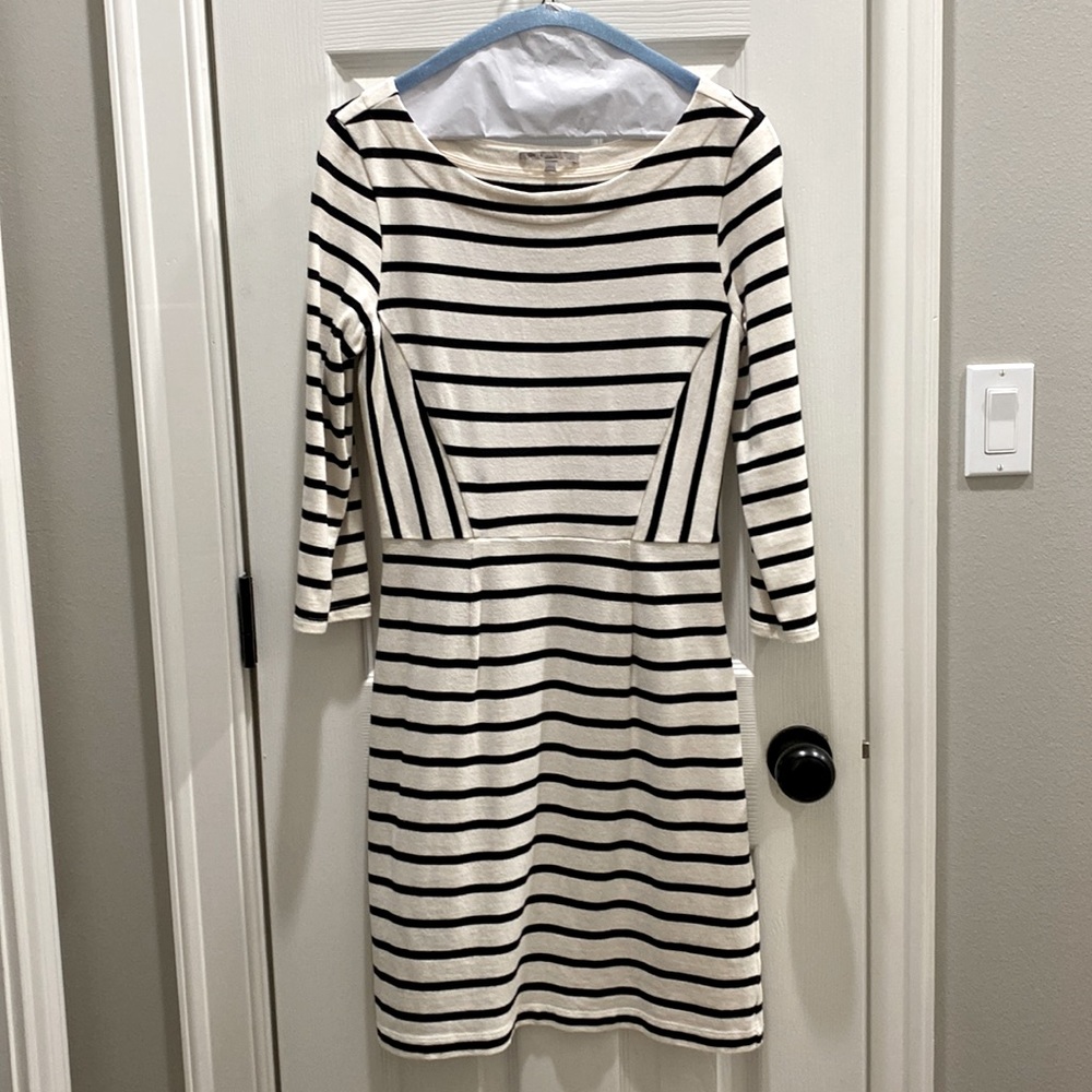Dress with black stripes